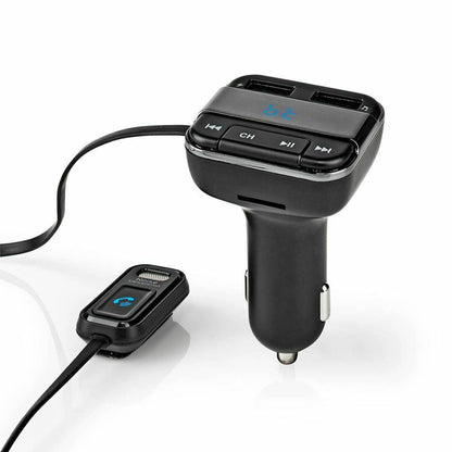 Nedis Car FM Transmitter | Fixed | Hands free calling | 0.8 " | LED Screen | Bluetooth® | 5.0 V DC / 1.0 A / 5.0 V DC / 2.4 A | Google Assistant / Siri | Black / Grey
