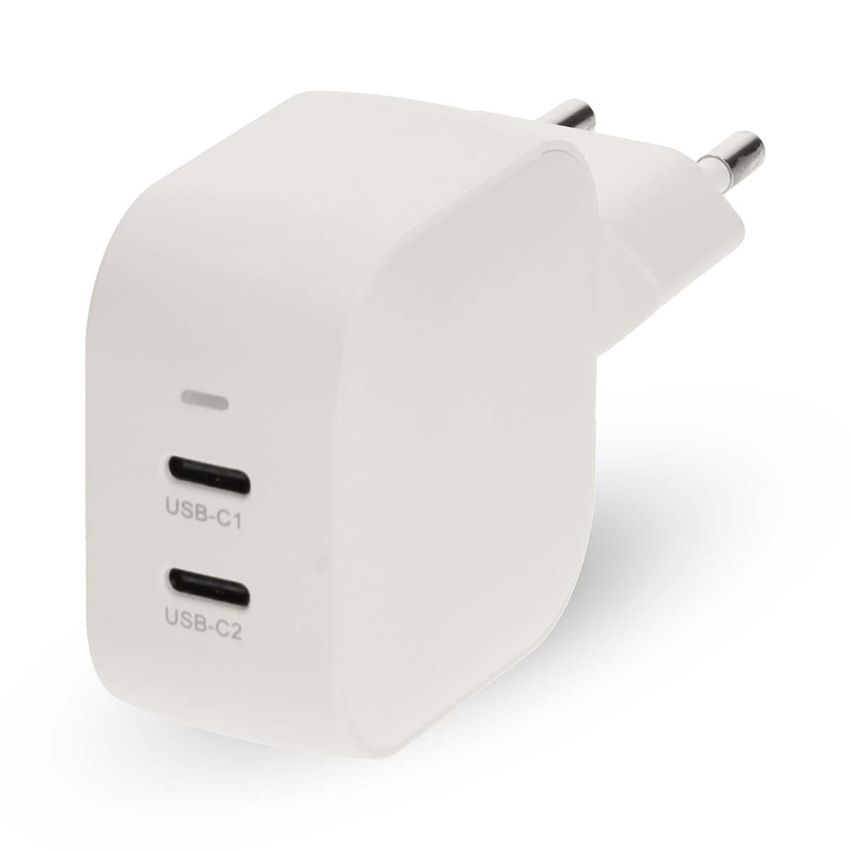 Nedis Wall Charger | 45 W | GaN | PD3.0 | Quick charge feature | 2.25 / 3.0 A | Number of outputs: 2 | 2x USB-C™ | Automatic Voltage Selection | White