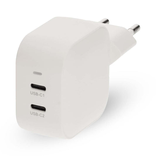Nedis Wall Charger | 45 W | GaN | PD3.0 | Quick charge feature | 2.25 / 3.0 A | Number of outputs: 2 | 2x USB-C™ | Automatic Voltage Selection | White