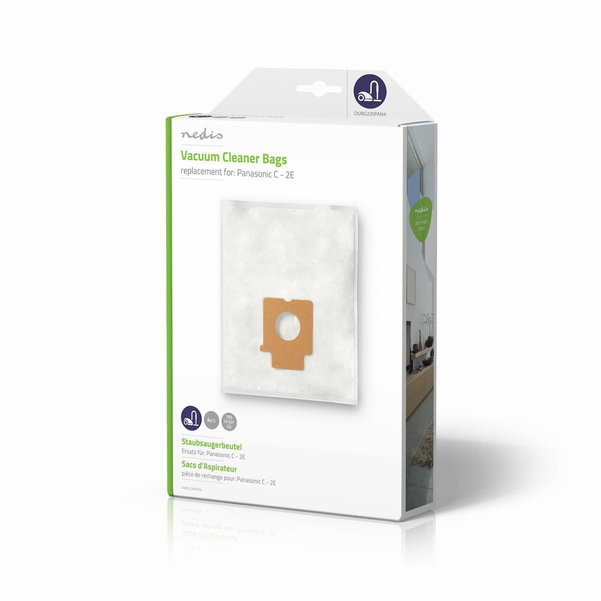 Nedis DUBG220PAN4 | Vacuum Cleaner Bag | 4 pcs | Synthetic | Most sold for: Panasonic C - 2E | White