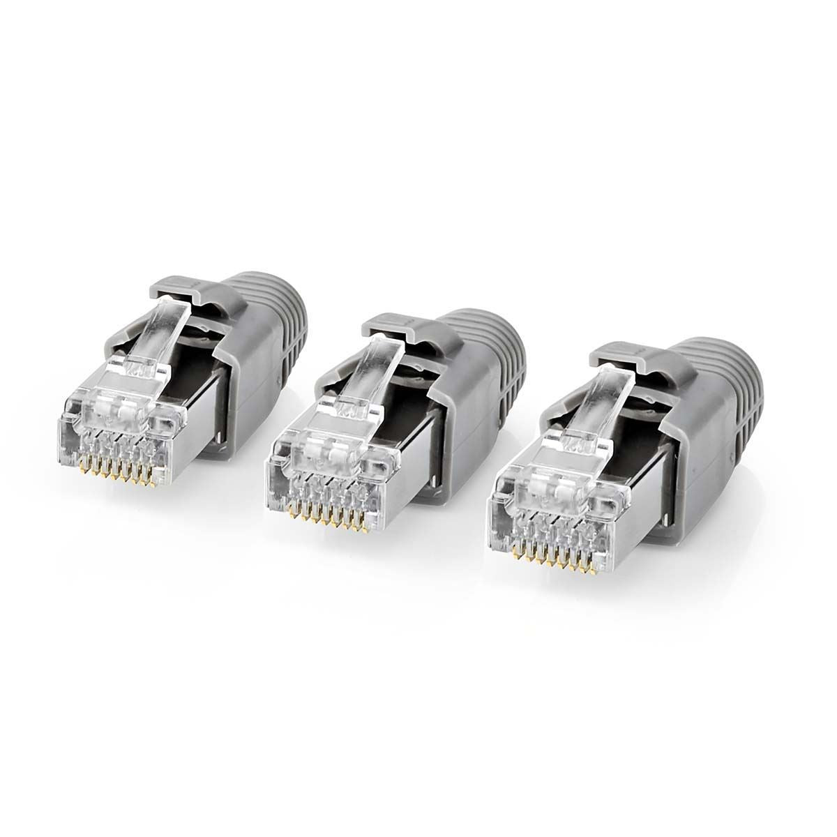 Nedis RJ45 Connector | RJ45 Pass Through | Solid/Stranded FTP CAT7 | Straight | Gold Plated | 10 pcs | PVC | Black / Grey / White | Box