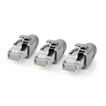 Nedis RJ45 Connector | RJ45 Pass Through | Solid/Stranded FTP CAT7 | Straight | Gold Plated | 10 pcs | PVC | Black / Grey / White | Box