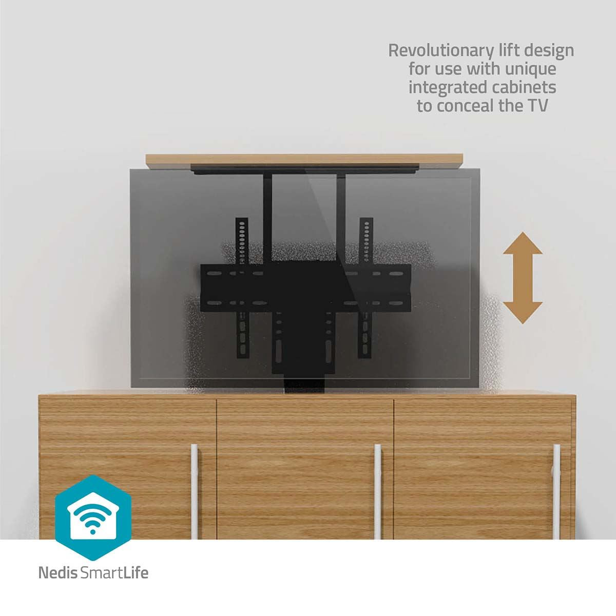 Nedis Motorised TV Stand | 37 - 80 " | Maximum supported screen weight: 60 kg | Built-in Cabinet Design | Lift range: 79 - 184 cm | Remote controlled | ABS / Steel | Black