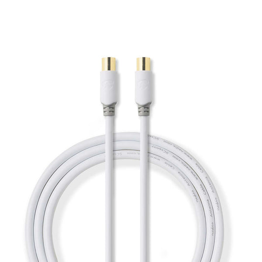 Nedis Coax Cable | IEC (Coax) Male | IEC (Coax) Female | Gold Plated | 100 dB | 75 Ohm | Double Shielded | 2.00 m | Round | PVC | White | Box