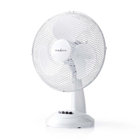 Nedis Table Fan | Mains Powered | Diameter: 300 mm | 35 W | Oscillation | 3-Speed | White