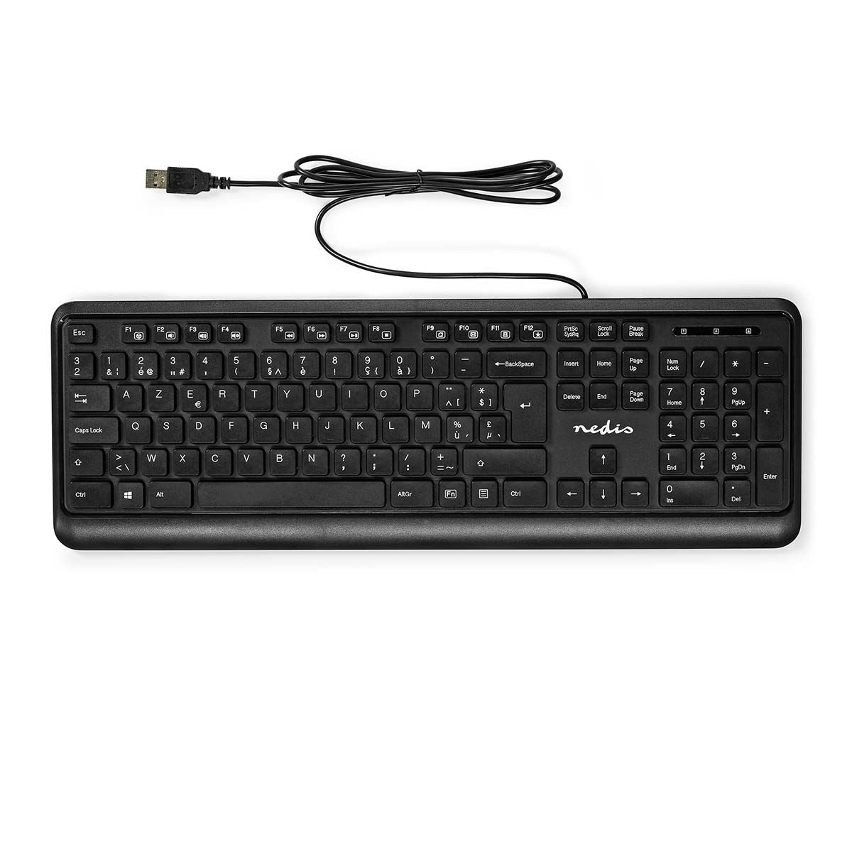 Nedis Wired Keyboard | USB-A | Multimedia | AZERTY | BE Layout | Numeric keypad