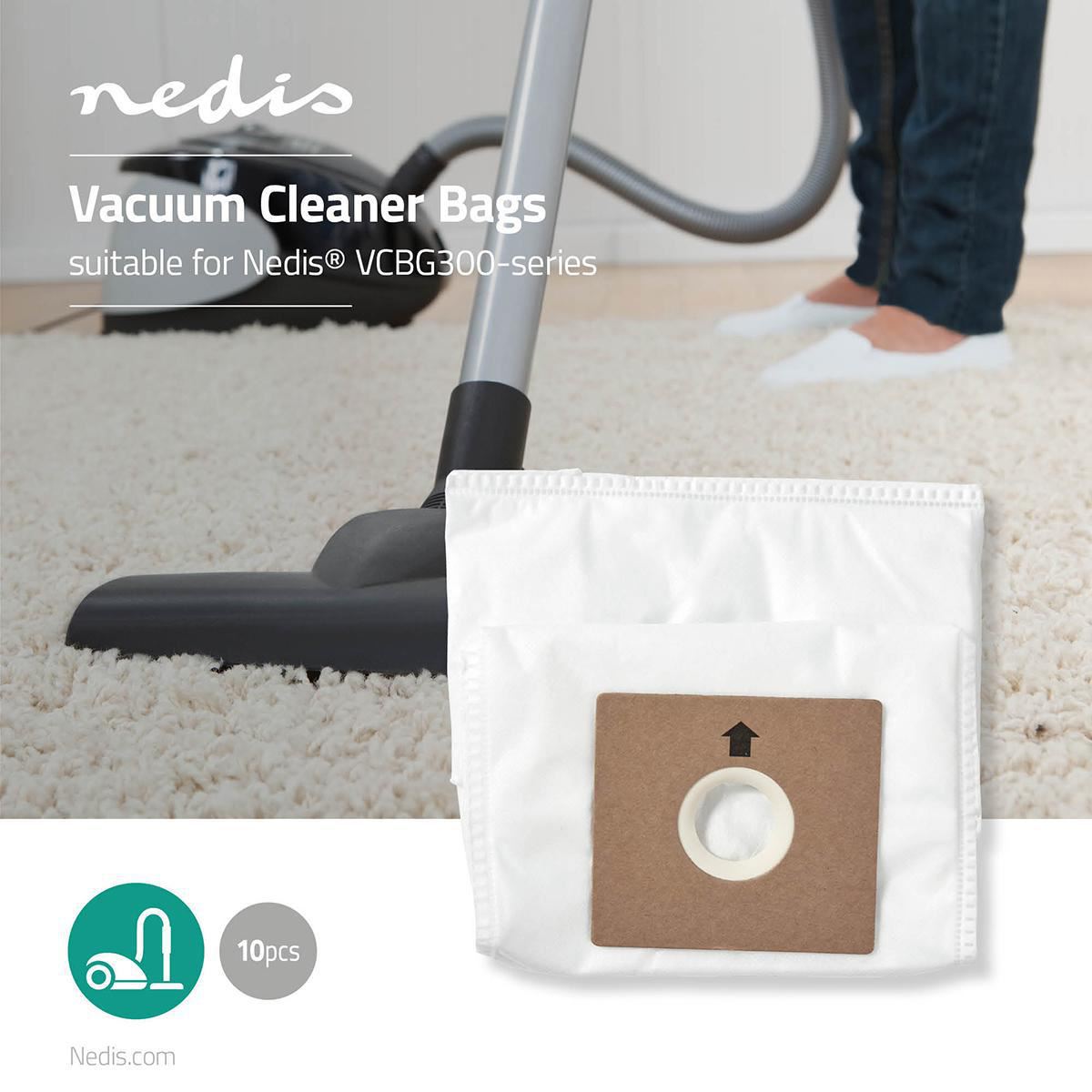 Nedis DUBG121NED10 | Vacuum Cleaner Bag | 10 pcs | Synthetic | Most sold for: Nedis DUBG121NED10 |® VCBG300-Series | White