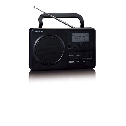 Lenco MPR-035BK | Compact Portable FM Radio with LCD Screen Black