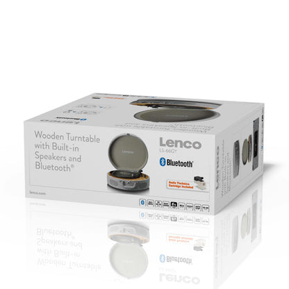 Lenco Wooden retro record player with built-in speakers, Bluetooth® and AT3600L cartridge Grey