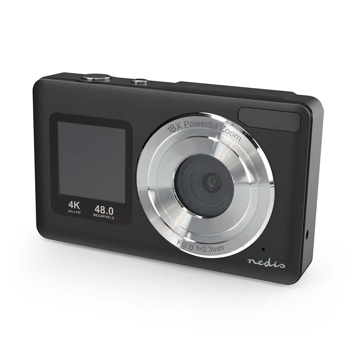Nedis PCAM2530BK | Digital Photo Camera | Dual Screen | 48 MPixel | 4K@30fps | 5 MPixel CMOS | Black