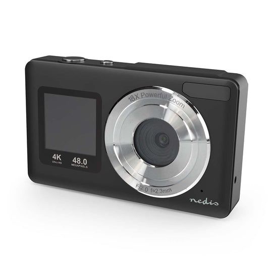 Nedis PCAM2530BK | Digital Photo Camera | Dual Screen | 48 MPixel | 4K@30fps | 5 MPixel CMOS | Black
