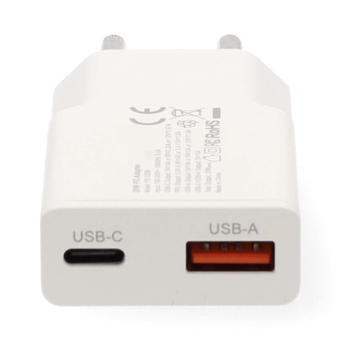 Nedis Wall Charger | 20 W | GaN | PD3.0 | Quick charge feature | 1.5 / 2.0 / 2.22 / 3.0 A | Number of outputs: 2 | USB-A / USB-C™ | USB-C™ (Loose) Cable | 1.50 m | Automatic Voltage Selection | White