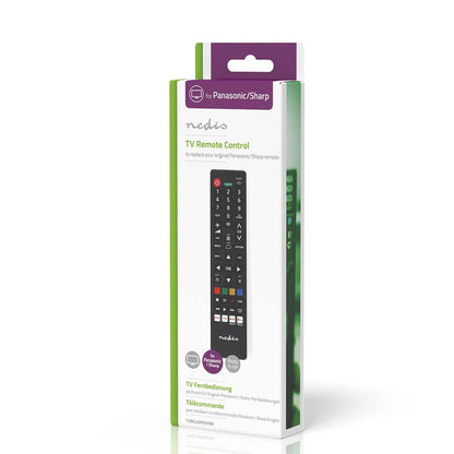 Nedis Replacement Remote Control | Suitable for: Panasonic / Sharp | Preprogrammed | 1 Device | Amazon Prime / Disney + Button / Netflix Button / Rakuten TV Button / Youtube Button | Infrared | Black