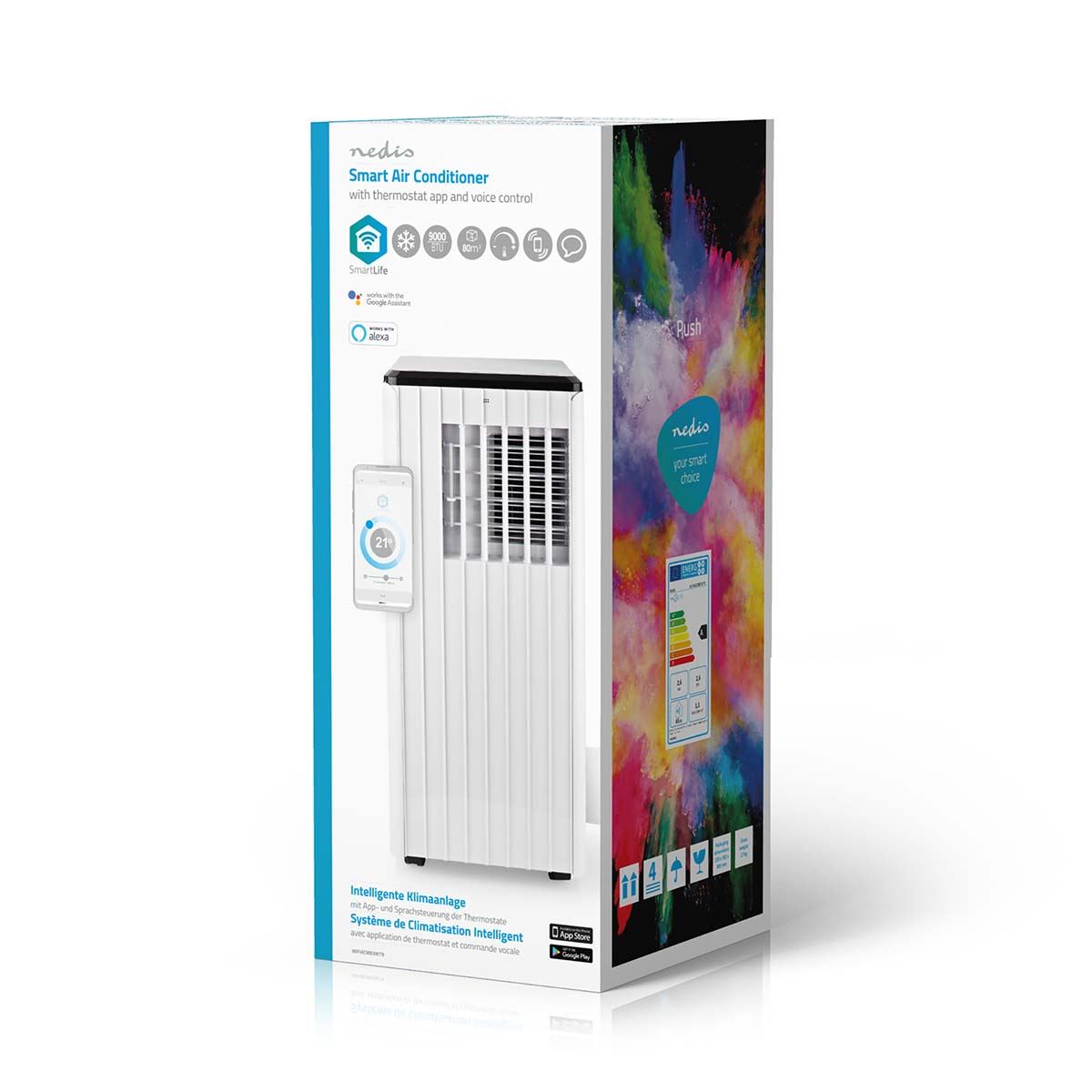 Nedis SmartLife 3-in-1 Air Conditioner | Wi-Fi | 9000 BTU | 80 m³ | Dehumidification | Android™ / IOS | Energy class: A | 3-Speed | 65 dB | White