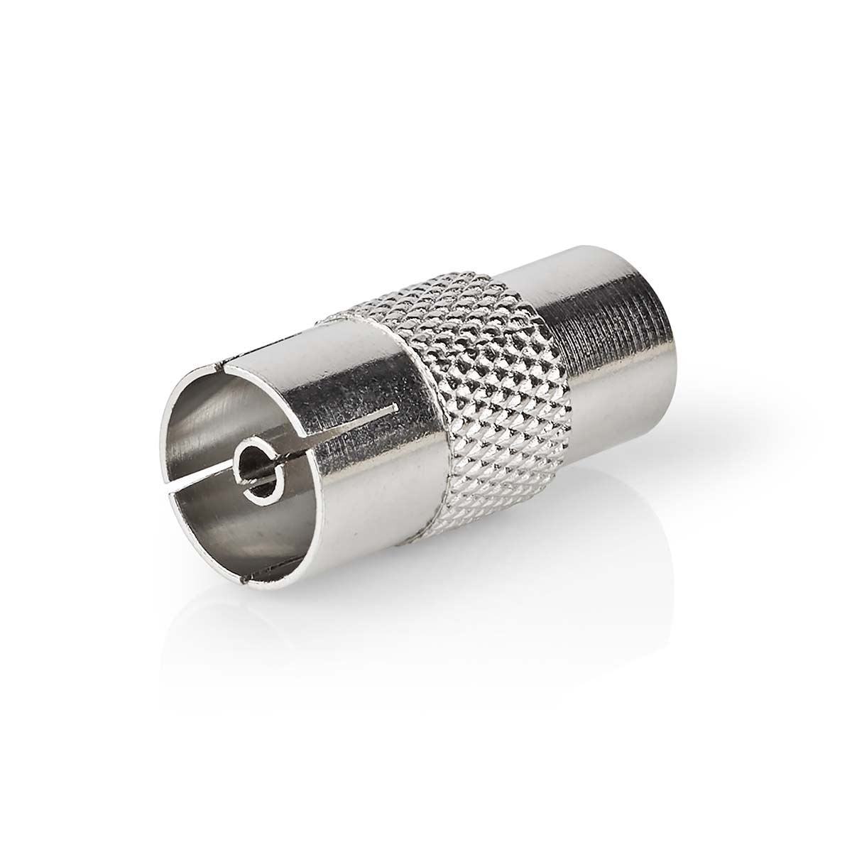 Nedis Satellite & Antenna Adapter | IEC (Coax) Male | IEC (Coax) Female | Nickel Plated | 75 Ohm | Straight | Metal | Silver | 1 pcs | Envelope