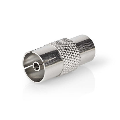 Nedis Satellite & Antenna Adapter | IEC (Coax) Male | IEC (Coax) Female | Nickel Plated | 75 Ohm | Straight | Metal | Silver | 1 pcs | Envelope