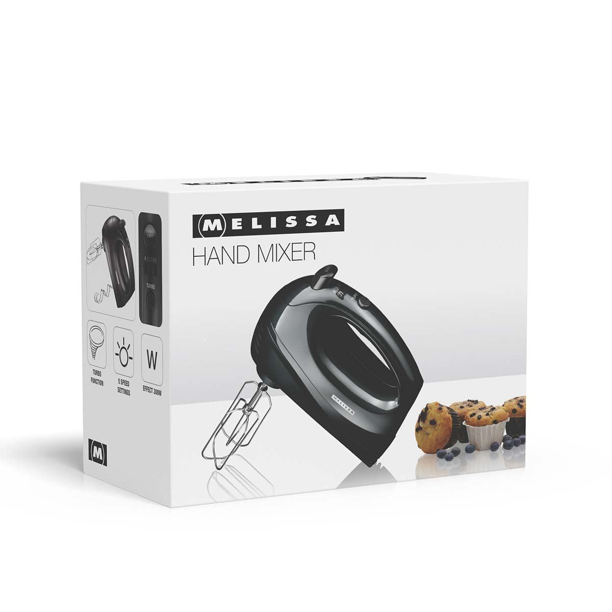 MELISSA Hand Mixer | 5 Speeds with Turbo | 300 Watt | Black