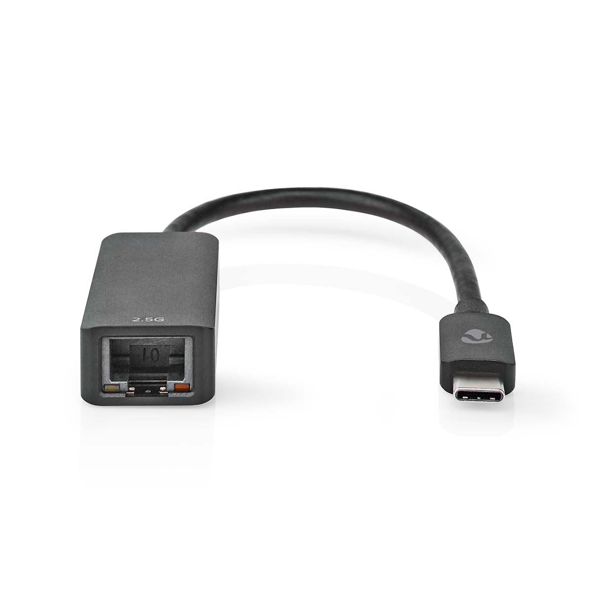 Nedis USB Network Adapter | USB 3.2 Gen 1 | 2.5 Gbps | USB-C™ Male | RJ45 Female | 0.20 m | Round | Nickel Plated | Tinned Copper | Black | Box