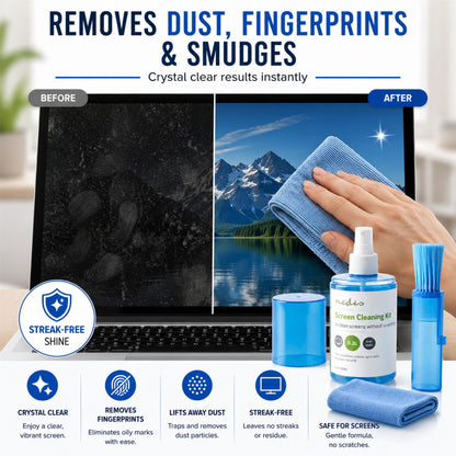 Nedis Screen Cleaner | Spray | 200 ml | Notebook / Smartphone / Tablet / TV Screen | Wiper included