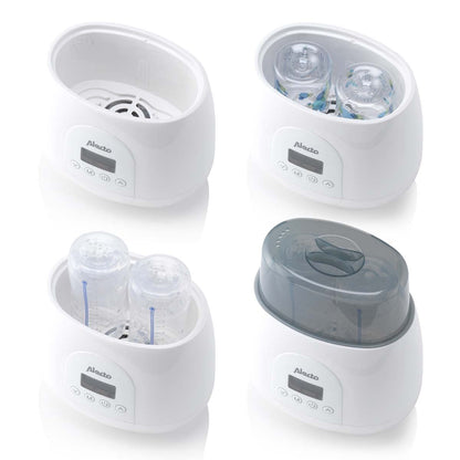 Alecto BW700TWIN | 2 Bottle Warmer, Baby Double Bottle Sterilizer with Digital Display and Temperature Control | White