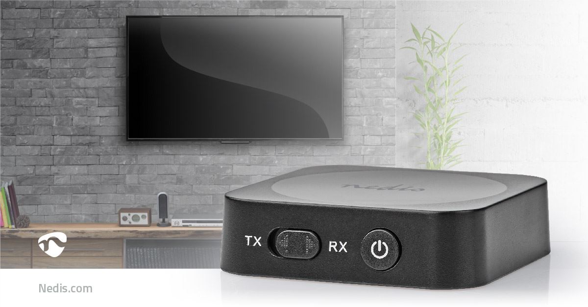 Nedis Bluetooth® Transmitter Receiver | Connection input: 1x AUX | Connection output: 1x AUX | SBC | Up to 1 Device | Maximum battery play time: 6 hrs | Black