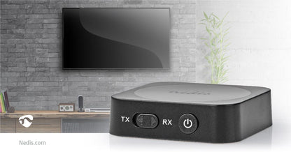 Nedis Bluetooth® Transmitter Receiver | Connection input: 1x AUX | Connection output: 1x AUX | SBC | Up to 1 Device | Maximum battery play time: 6 hrs | Black