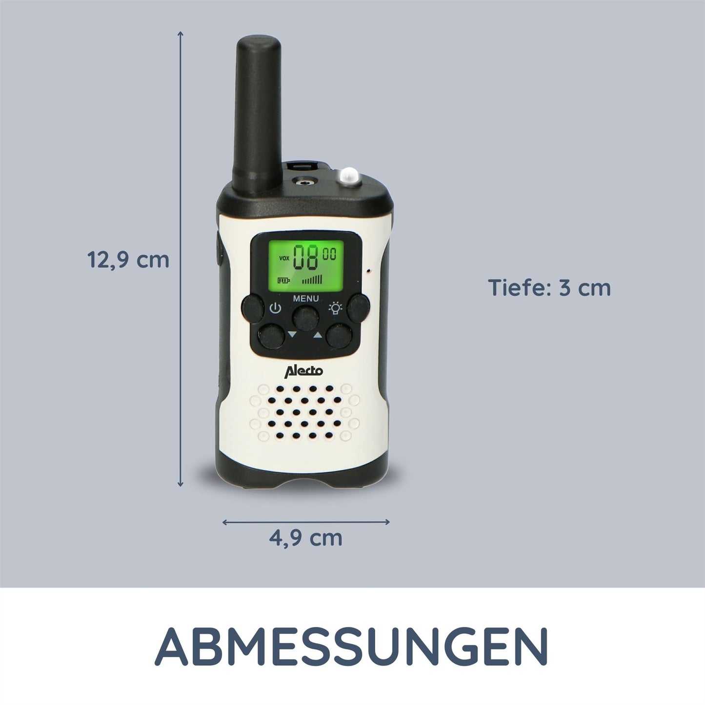 Alecto Walkie-Talkie Set | 2 Handsets | Up to 7 km | Frequency channels: 8 | VOX | up to 3 Hours | Black / White