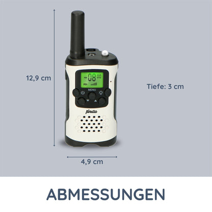 Alecto Walkie-Talkie Set | 2 Handsets | Up to 7 km | Frequency channels: 8 | VOX | up to 3 Hours | Black / White