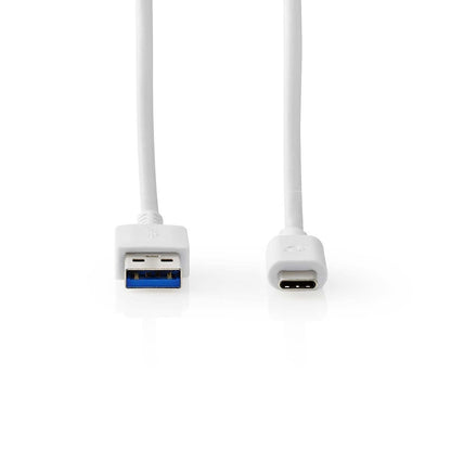 Nedis USB Cable | USB 3.2 Gen 2 | USB-A Male | USB-C™ Male | 60 W | 10 Gbps | Nickel Plated | 1.00 m | Round | PVC | White | Box