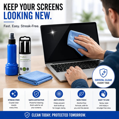 Nedis CLSN130BU Screen Cleaner | Spray | 150 ml | Notebook / Smartphone / Tablet / TV Screen | Wiper included