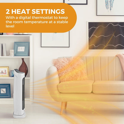 Nedis SmartLife Ceramic PTC Fan Heater | Wi-Fi | 2000 W | 2 Heat Settings | Oscillation | Display | 10 - 49 °C | Android™ / IOS | White