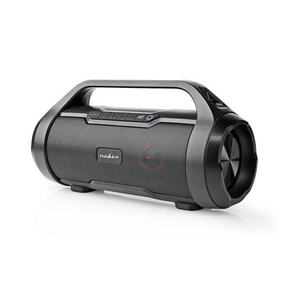 Nedis Bluetooth® Party Boombox | 6 hrs | 2.0 | 60 W | Media playback: AUX / Micro SD / USB | IPX5 | Linkable | Carrying handle | Party lights | Black