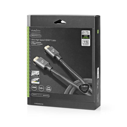 Nedis Ultra High Speed HDMI™ Cable | HDMI™ Connector | HDMI™ Connector | 8K@60Hz | 48 Gbps | 5.00 m | Round | 6.7 mm | Gun Metal Grey | Cover Box