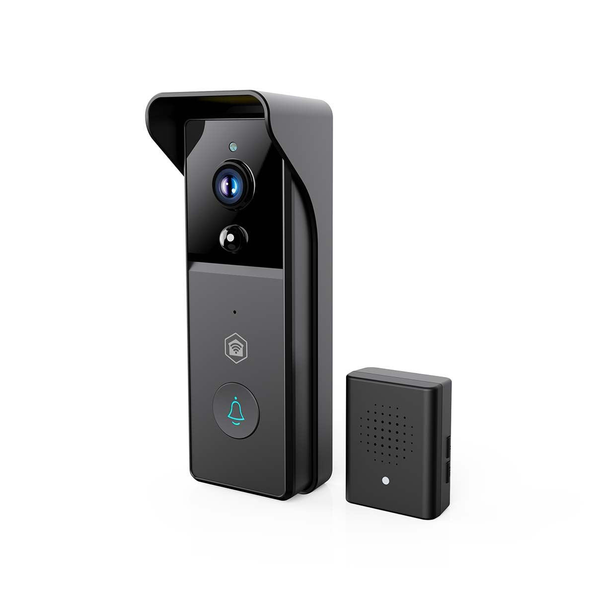 Nedis SmartLife Video Doorbell | Wi-Fi | Battery Powered | 3MP Full HD 1296p | Cloud Storage (optional) / microSD (not included) | IP44 | With motion sensor | Night vision | Black
