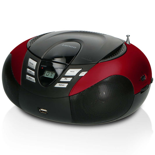 Lenco SCD-37 USB Red Portable FM Radio CD and USB player Red