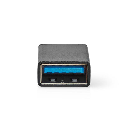 Nedis USB-C™ Adapter | USB 3.2 Gen 1 | USB-C™ Male | USB-A Female | 5 Gbps | OTG | Round | Nickel Plated | Black | Box