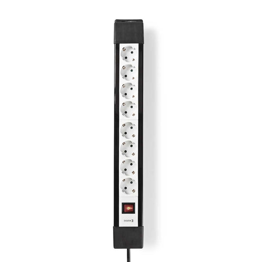 Nedis Extension Socket | Type F (CEE 7/7) | 8-Way | 3.00 m | 3680 W | 16 A | Kind of grounding: Side Contacts | 230 V AC 50/60 Hz | Socket angle: 45 ° | H05VV-F 3G1.5mm² | On/Off switch | Black / White