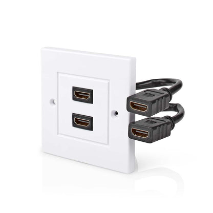 Nedis HDMI™ Wall Box | 2x HDMI™ Female | 4K@60Hz | HDMI™ Output | Black | 18 Gbps | Gold Plated | Envelope