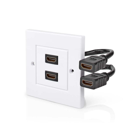 Nedis HDMI™ Wall Box | 2x HDMI™ Female | 4K@60Hz | HDMI™ Output | Black | 18 Gbps | Gold Plated | Envelope