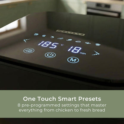 MELISSA 5L Hot Air Fryer Sleek XL for Healthy Low Fat Cooking, with Adjustable Temperature, Digital Display Control, 8 Presets and 60 Minute Timer  - Black