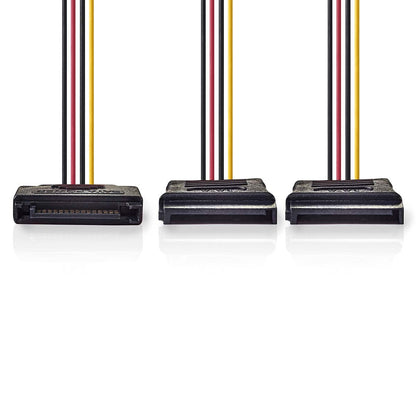 Nedis Internal Power cable | SATA 15-Pin Male | 2x SATA 15-Pin Female | Gold Plated | 0.15 m | Round | PVC | Multi Colour | Box