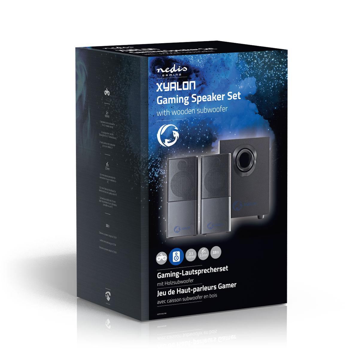 Nedis Gaming Speaker | Speaker channels: 2.1 | USB Powered | 3.5 mm Male | 30 W | Without Lighting | Volume control
