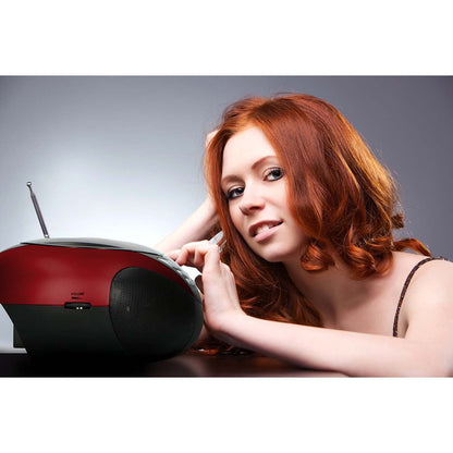 Lenco SCD-37 USB Red Portable FM Radio CD and USB player Red