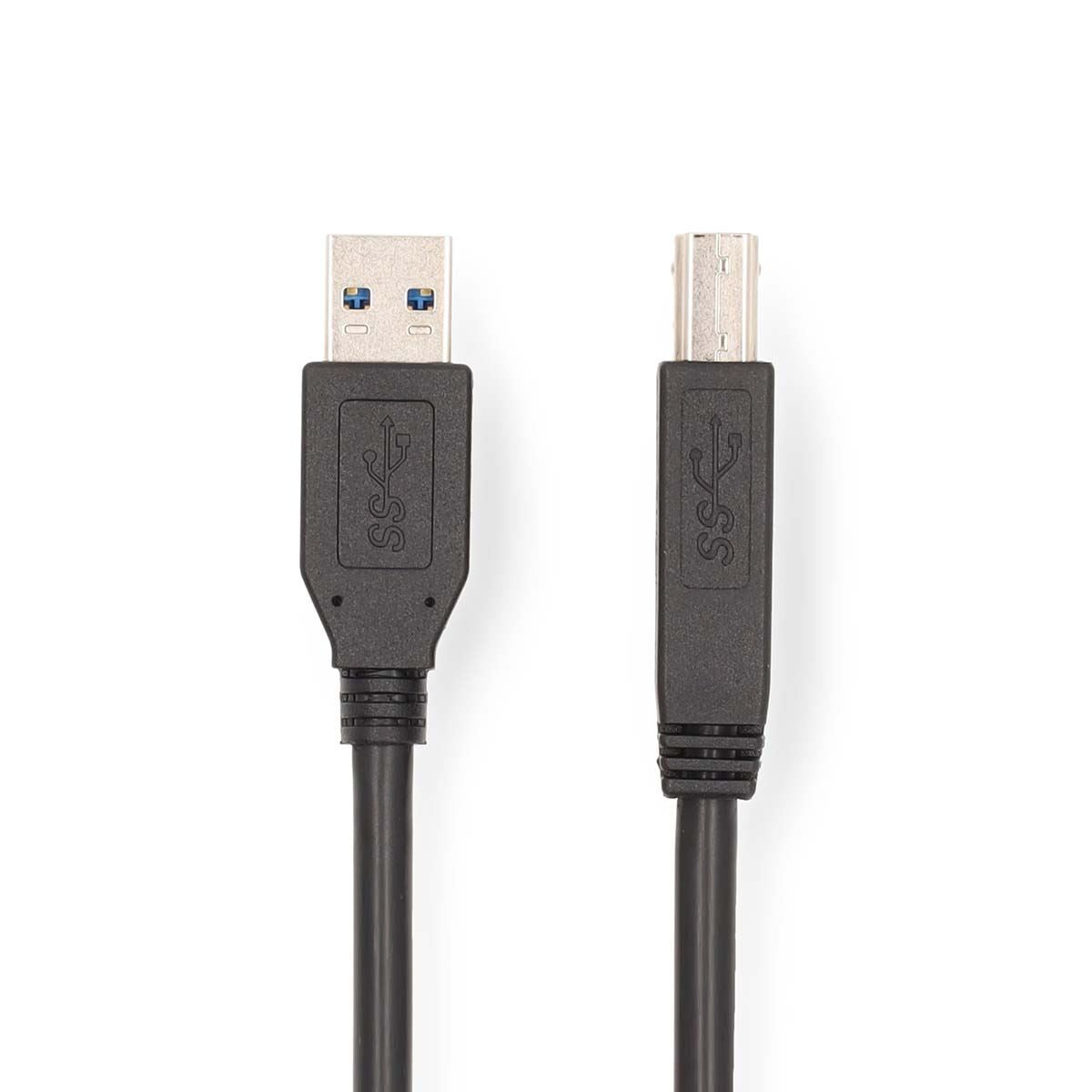Nedis USB Cable | USB 3.2 Gen 1 | USB-A Male | USB-B Male | 5 Gbps | Nickel Plated | 2.00 m | Round | PVC | Black | Label