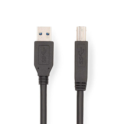 Nedis USB Cable | USB 3.2 Gen 1 | USB-A Male | USB-B Male | 5 Gbps | Nickel Plated | 2.00 m | Round | PVC | Black | Label