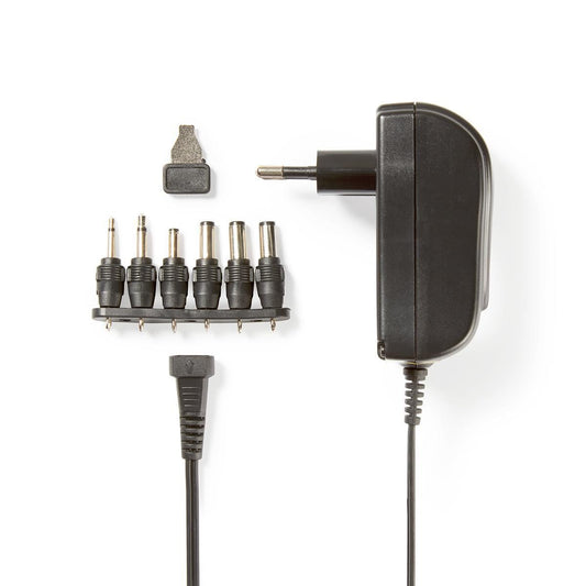 Nedis Universal EU AC Power Adapter | 18 W | 3 - 12 V DC | 1.80 m | 1.5 / 2.1 A | 6 plug(s) | Black