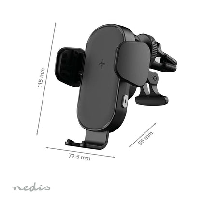 Nedis Wireless Car Charger | 7.5 / 10 / 15 W | 1.5 / 1.67 / 2 A | 1.00 m | FOD / Over Current / Over Voltage / Overheat Protection | USB Type-C™ | Including cable