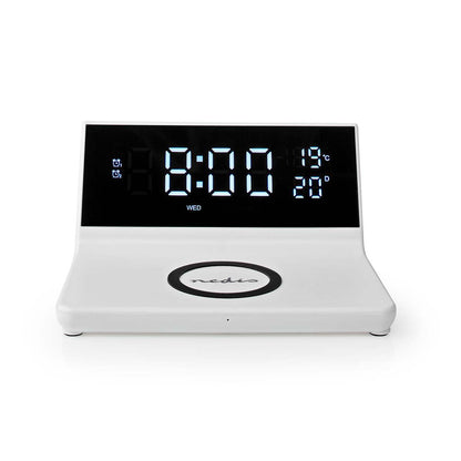 Nedis Alarm clock with wireless charging | Qi certified | 5 / 7.5 / 10 / 15 W | USB-A Male | 2 Alarm Times | Snooze function