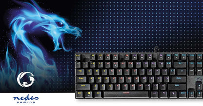 Nedis Wired Gaming Keyboard | USB Type-A | Mechanical Keys | LED | QWERTY | US Layout | USB Powered | Power cable length: 1.50 m | Gaming