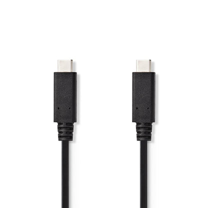 Nedis USB Cable | USB 3.2 Gen 2 | USB-C™ Male | USB-C™ Male | 15 W | 10 Gbps | Nickel Plated | 1.00 m | Round | PVC | Black | Tag